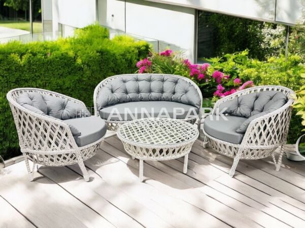 Dubai Rattan Bahçe Mobilyası Takımı | 2'li Takım - Açık Gri