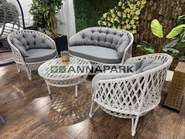 Dubai Rattan Bahçe Mobilyası Takımı | 2'li Takım - Açık Gri