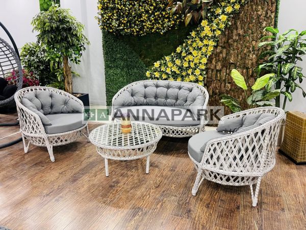 Dubai Rattan Bahçe Mobilyası Takımı | 2'li Takım - Açık Gri