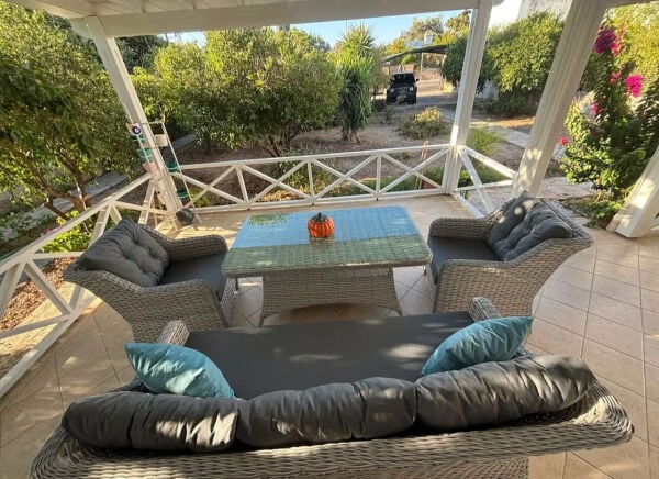 Balkon ve Bahçe Oturma Grubu Merrell Açık Gri Rattan