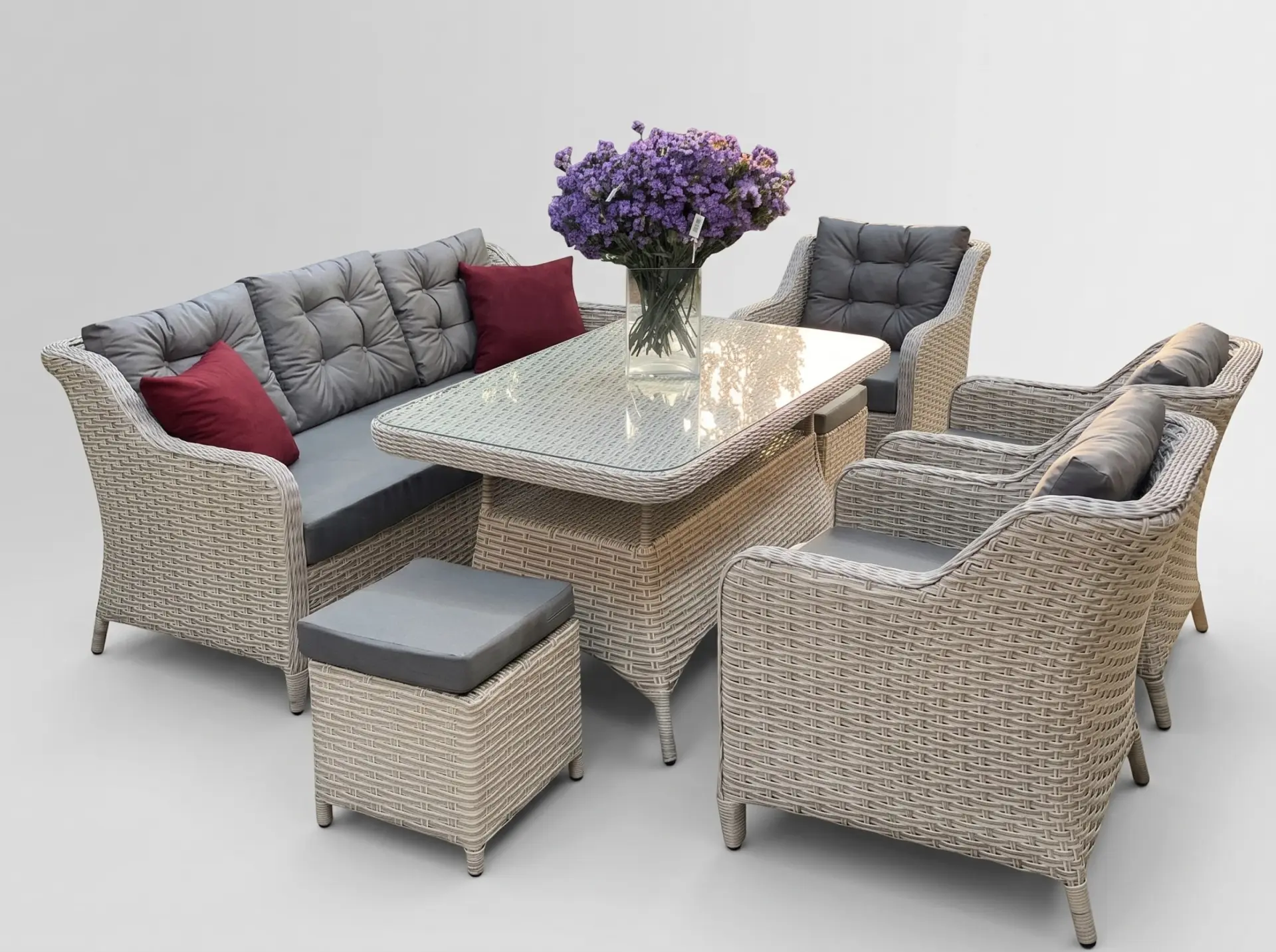 Rattan Masalı Bahçe Oturma Grubu Merrell Açık Gri
