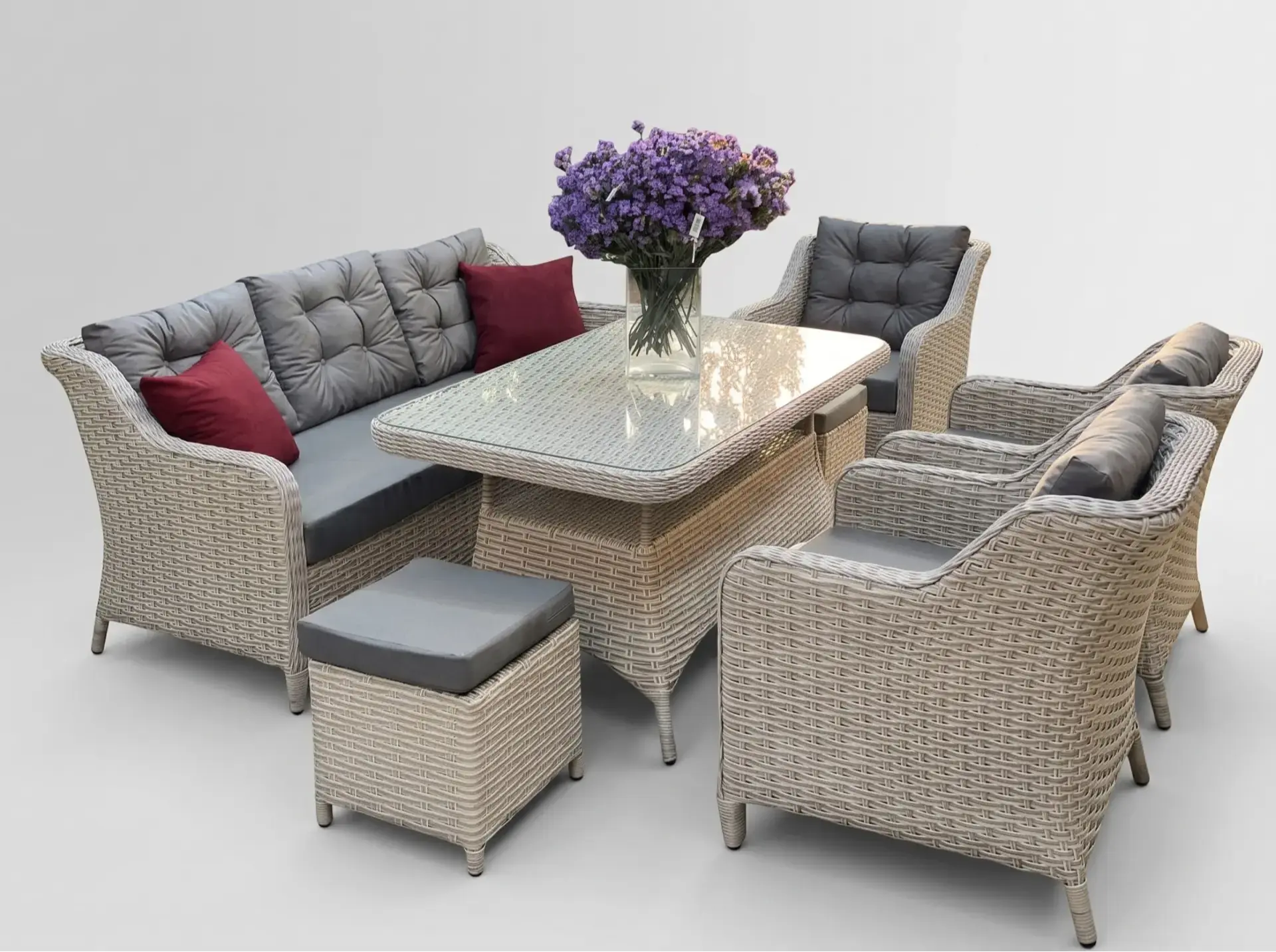 Balkon ve Bahçe Oturma Grubu Merrell Açık Gri Rattan