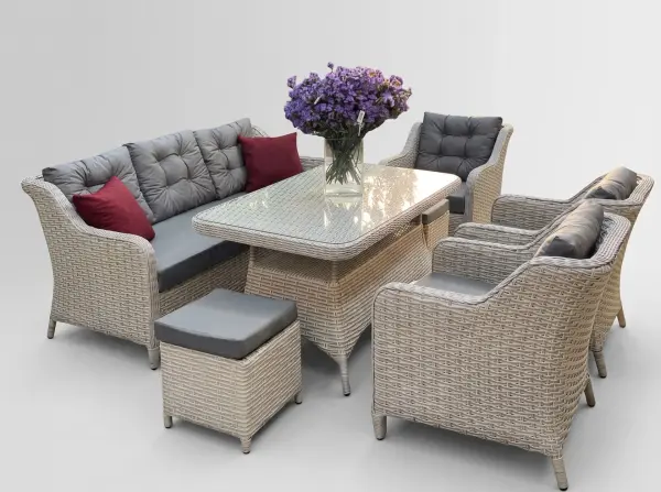 Rattan Masalı Bahçe Oturma Grubu Merrell Açık Gri