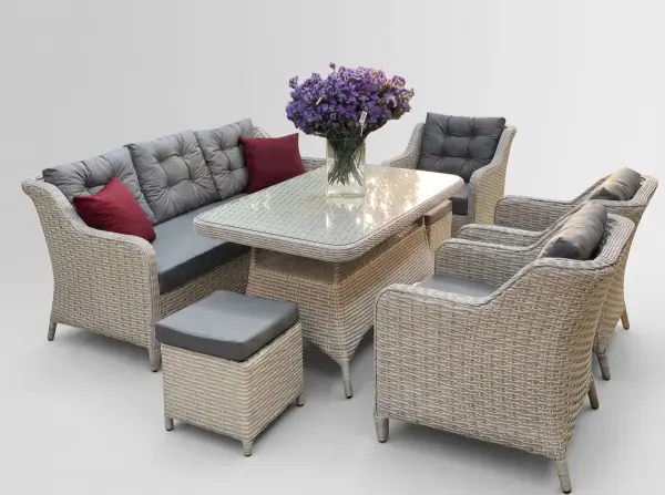 Balkon ve Bahçe Oturma Grubu Merrell Açık Gri Rattan