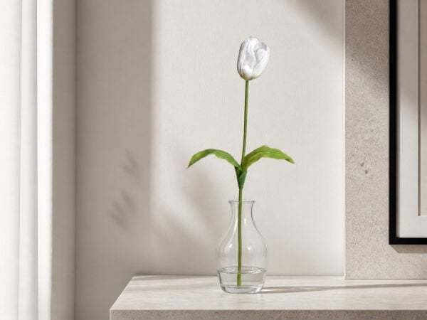 Yapay Lale Islak Dokulu 65 cm Beyaz