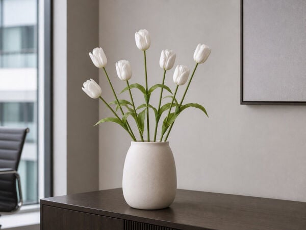 Yapay Lale Islak Dokulu 65 cm Beyaz