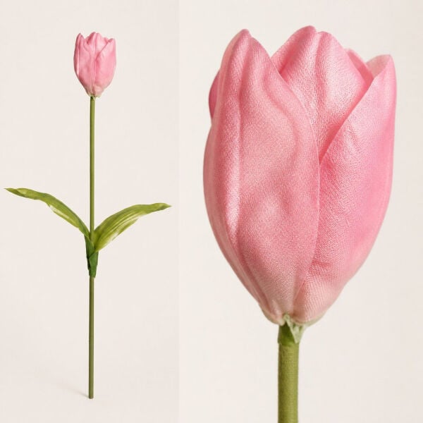 Yapay Lale Islak Dokulu 65 cm Pembe