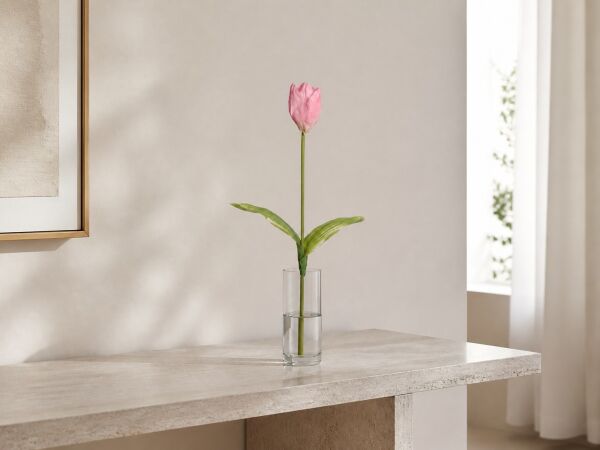 Yapay Lale Islak Dokulu 65 cm Pembe