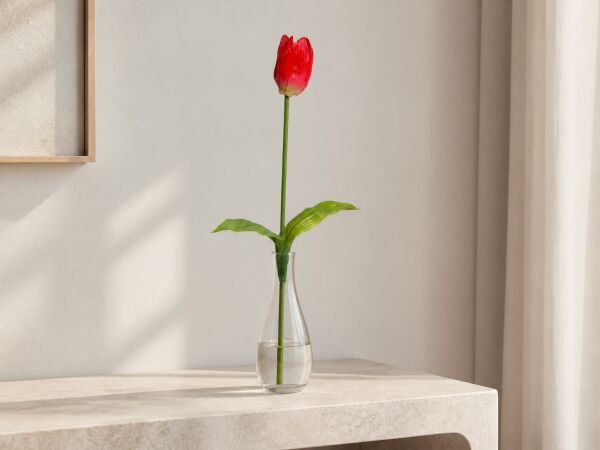 Yapay Lale Islak Dokulu 65 cm Kırmızı
