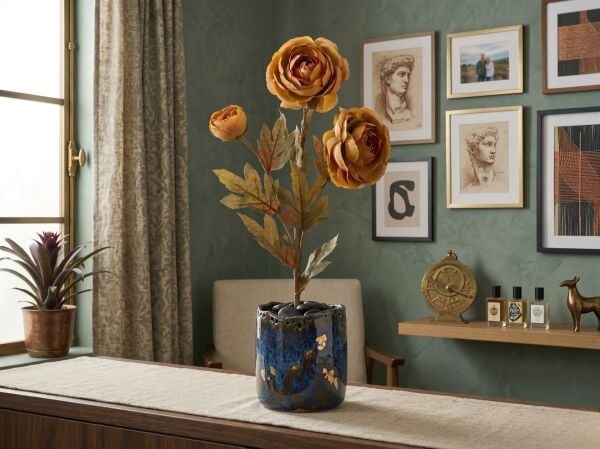 Yapay Kamelya Tek Dal 76 cm - Karamel