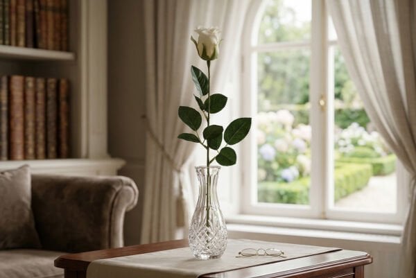 Yapay Beyaz Gül Tek Dal (72 cm)