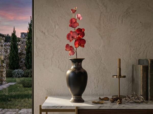 140 cm Phalaenopsis Yapay Orkide - Kırmızı