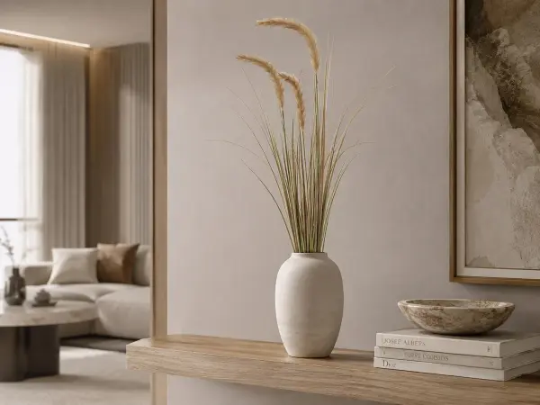 Yapay Pampas Otu Krem Püsküllü 140 cm – Uzun Vazo Çiçeği