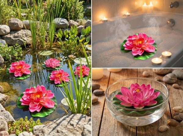 Yapay Nilüfer Lotus Çiçeği 21 cm Pembe