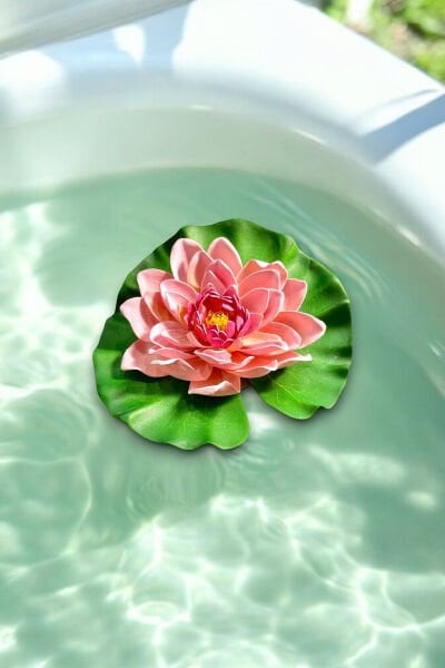 Yapay Nilüfer Çiçeği Lotus Pudra Pembe 21cm