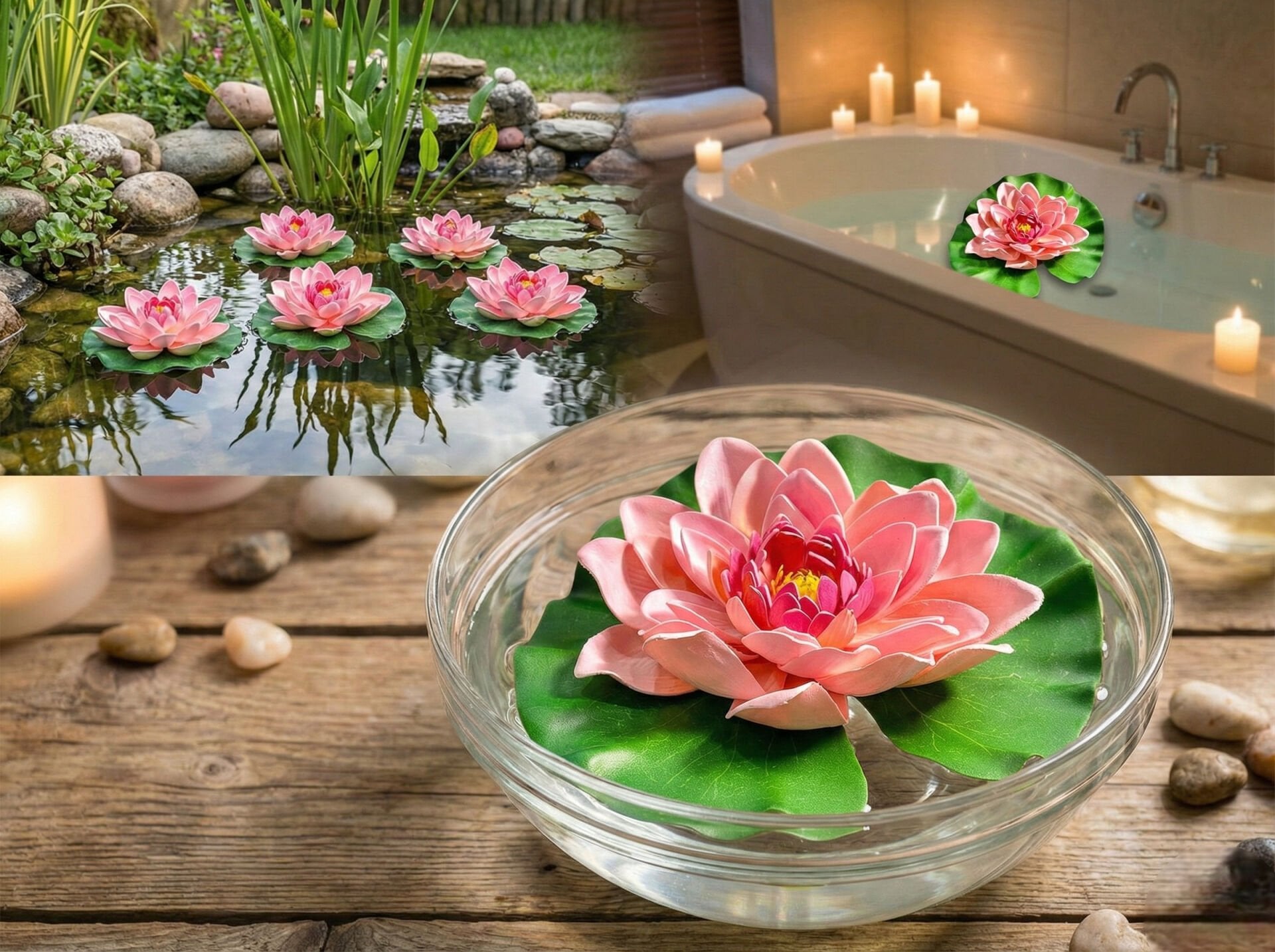 Yapay Nilüfer Çiçeği Lotus Pudra Pembe 21cm