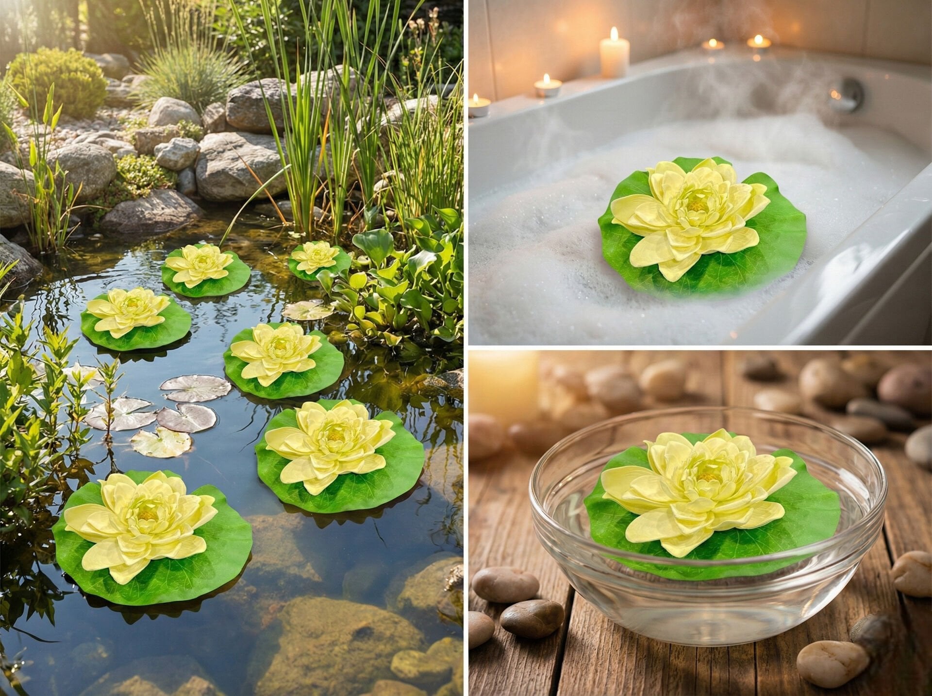 Yapay Nilüfer Lotus Çiçeği 15 cm Krem