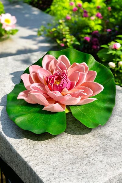 Yapay Nilüfer Çiçeği Pudra Pembe 15cm