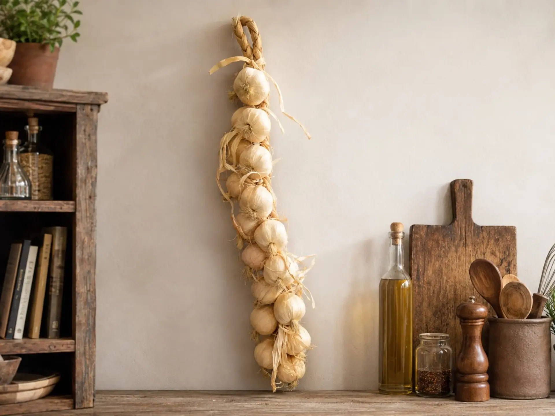 Dekoratif Yapay Sarımsak Salkımı 18'li 60 cm