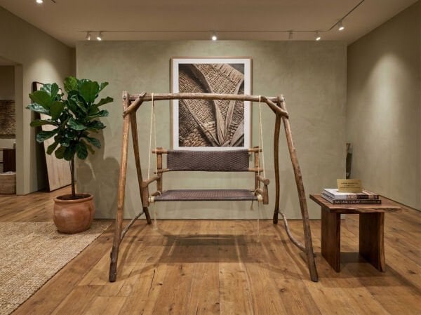 Egzotik El Yapımı Ahşap ve Rattan Salıncak