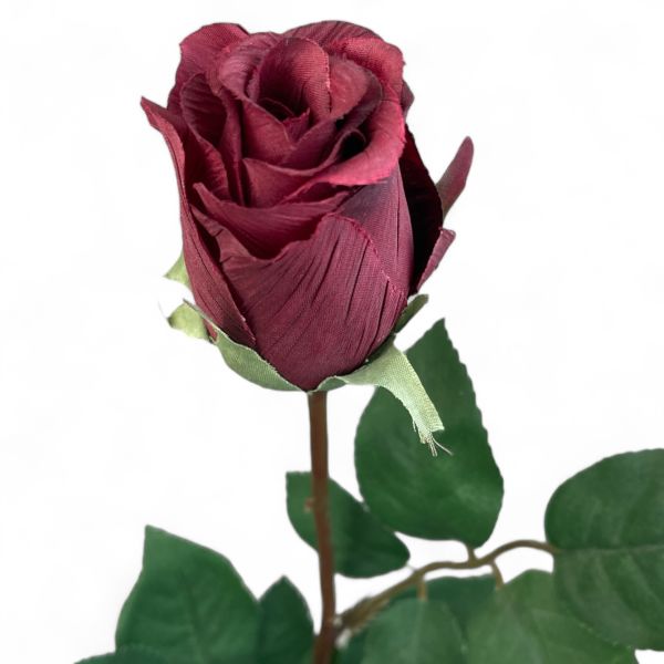 Koyu Kırmızı Tek Dal Yapay Gül - 65 cm