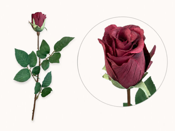 Yapay Gül Tek Dal 65 cm Bordo