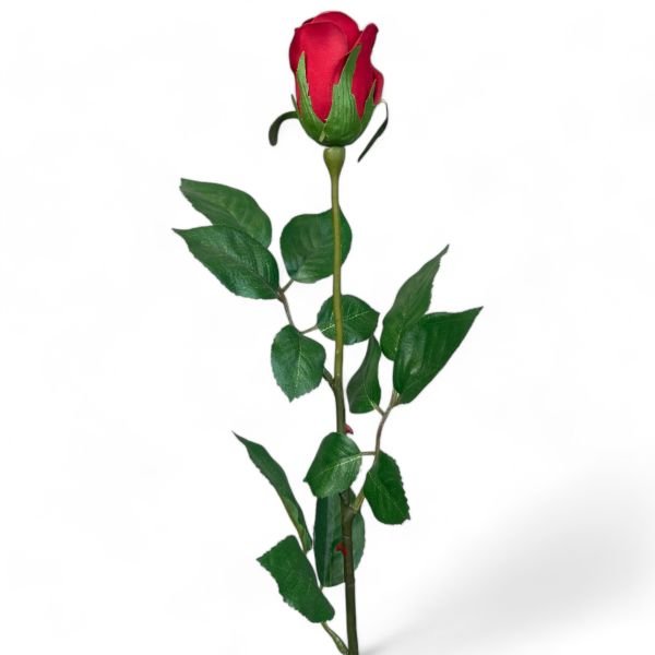 Kırmızı Tek Dal Yapay Gül - 65 cm