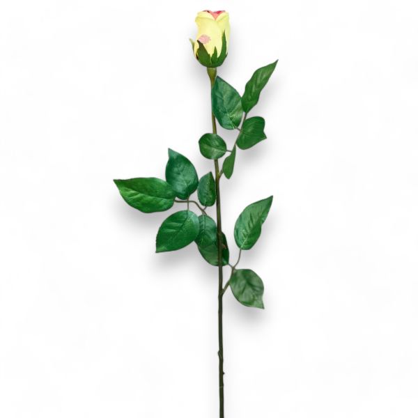 Sarı Tek Dal Yapay Gül - 65 cm