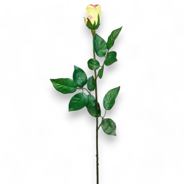 65 cm Tek Dal Yapay Gül - Sarı Kırmızı / Alacalı