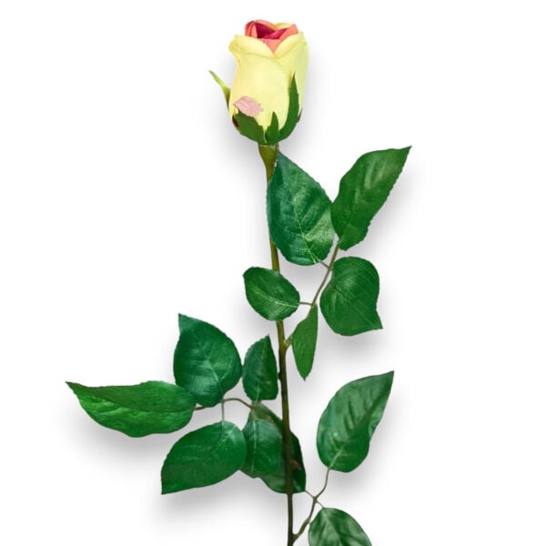 65 cm Tek Dal Yapay Gül - Sarı Kırmızı / Alacalı