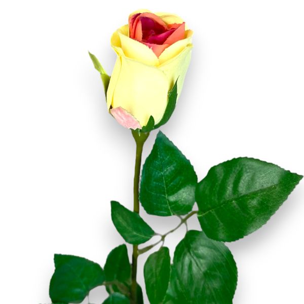 Sarı Tek Dal Yapay Gül - 65 cm