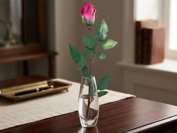 Koyu Pembe Tek Dal Yapay Gül - 65 cm