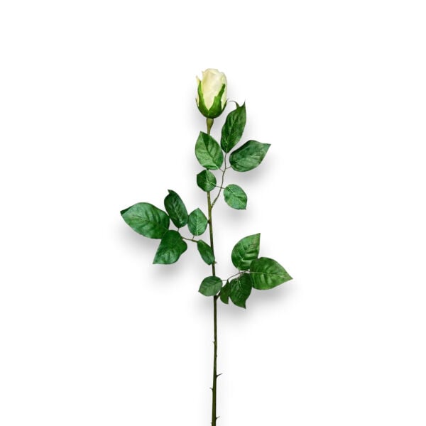 65 cm Tek Dal Yapay Gül - Kırık Beyaz