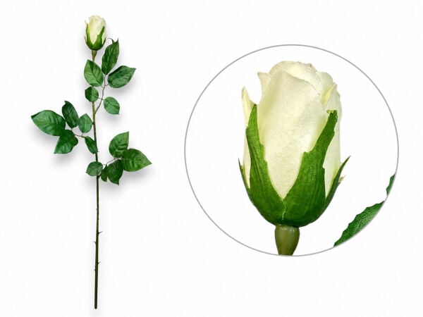 Yapay Gül Tek Dal 65 cm Krem Beyaz