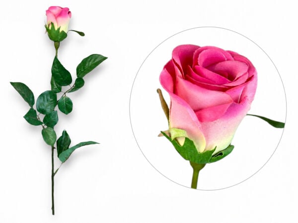 Yapay Gül Tek Dal 65 cm Pembe Beyaz