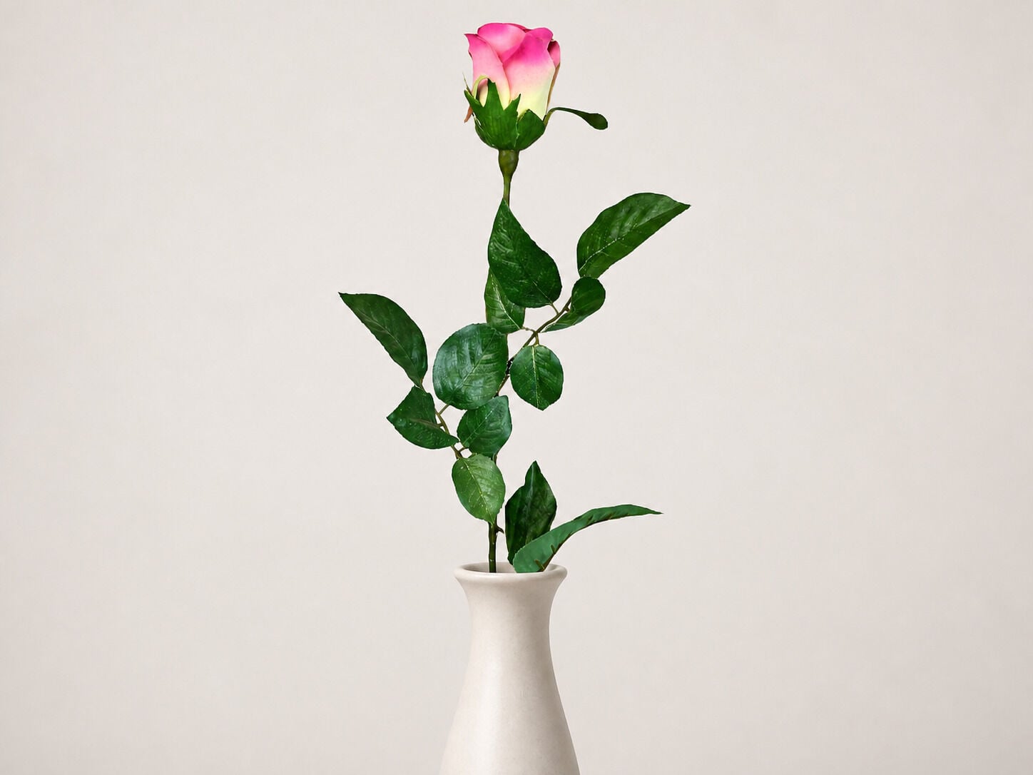 Yapay Gül Tek Dal 65 cm Pembe Beyaz