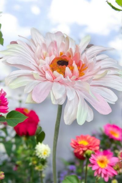 Yapay Çiçek Papatya Gerbera 60cm Açık Pembe