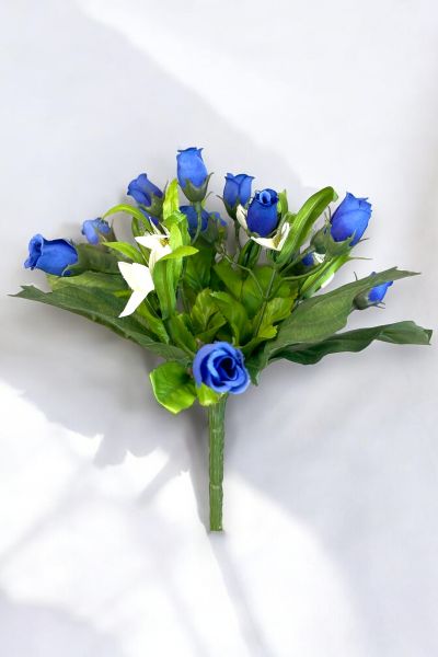 Yapay Gül Buketi Mavi 26cm