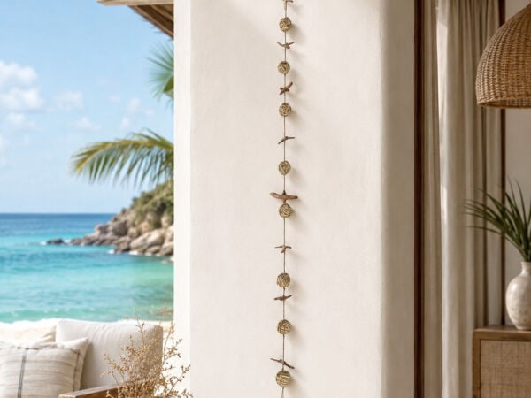 Doğal Hasır Örgü Küreli Sarkıt Garland - 150 cm