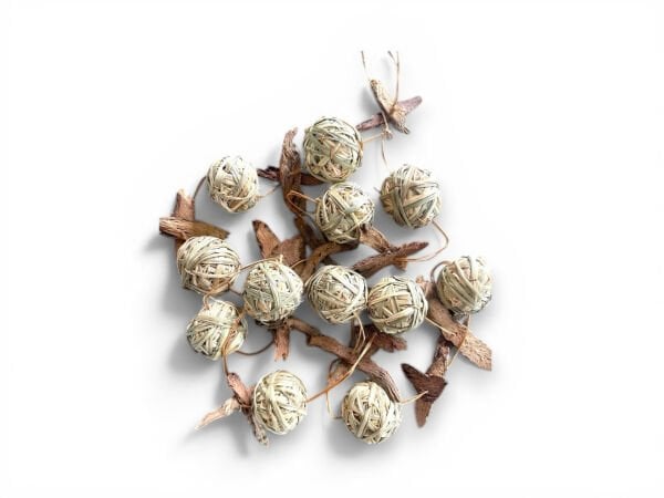 El Yapımı Doğal Rattan Söğüt Topu Dekoratif İp Garland (150 cm) - Bohem Tasarım