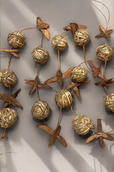 Duvar Dekoru Kapı Süsü El Yapımı Hediyelik Dekoratif Rattan Top Garland 150cm Hawaii