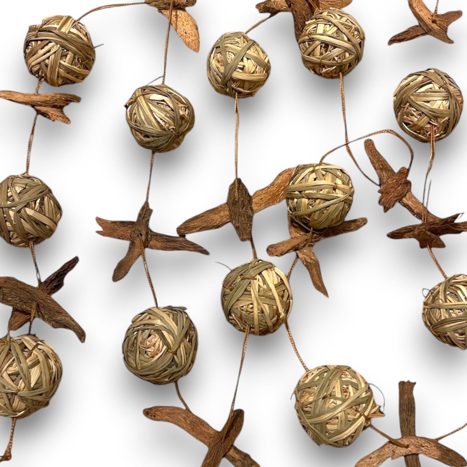 Duvar Dekoru Kapı Süsü El Yapımı Hediyelik Dekoratif Rattan Top Garland 150cm Hawaii