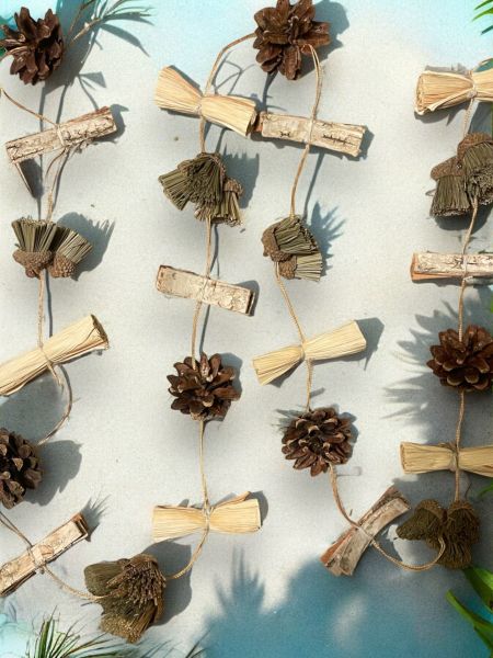 Duvar Dekoru Kapı Süsü El Yapımı Hediyelik Dekoratif Garland 150cm Pine