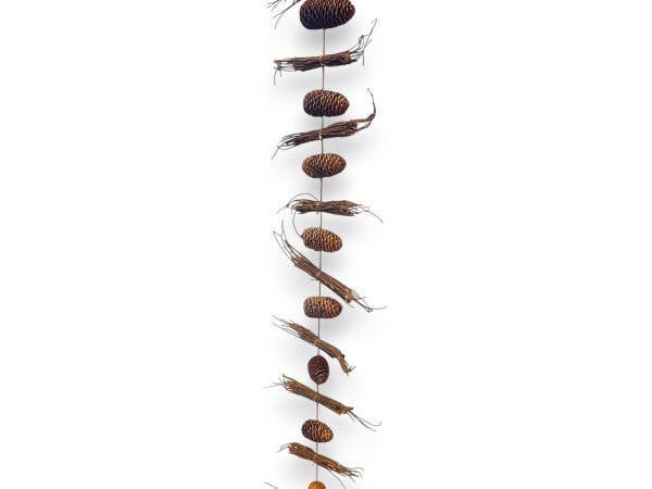 Doğal Kozalak ve Kuru Dal Sarkıt Garland - 150 cm