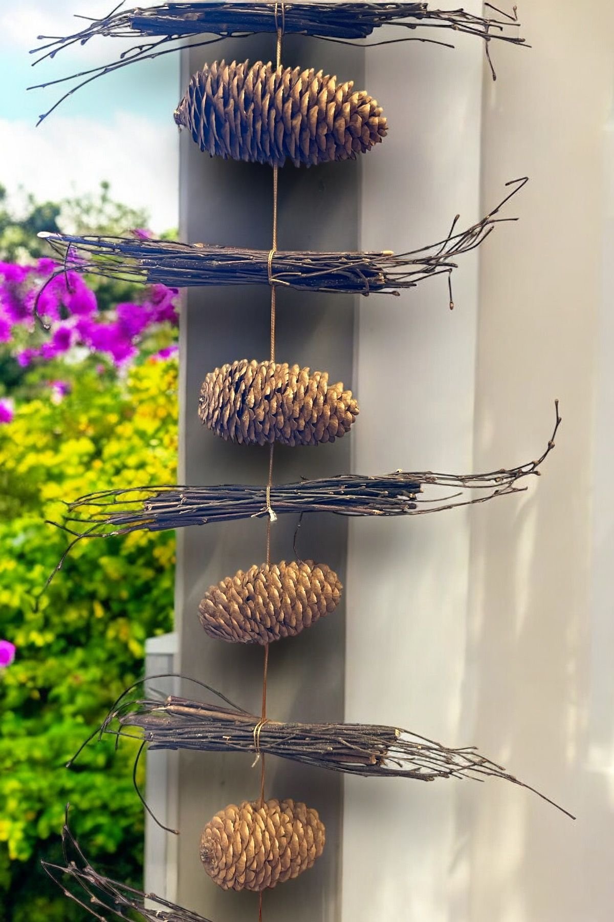 Duvar Dekoru Kapı Süsü Garland Handmade Natural Kozalak 150cm