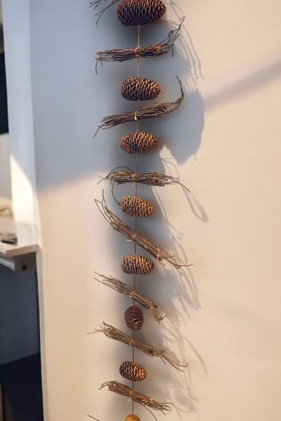 Duvar Dekoru Kapı Süsü Garland Handmade Natural Kozalak 150cm