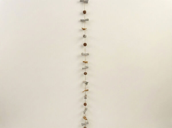 Gümüş Detaylı Dal ve Doğal Yapraklı Sarkıt Garland - 150 cm