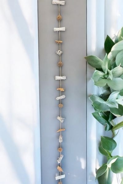 Duvar Dekoru Kapı Süsü Garland Handmade Natural Silver 150cm