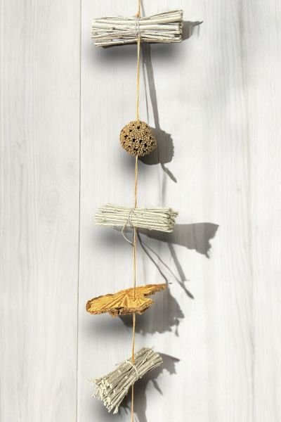 Duvar Dekoru Kapı Süsü Garland Handmade Natural Silver 150cm