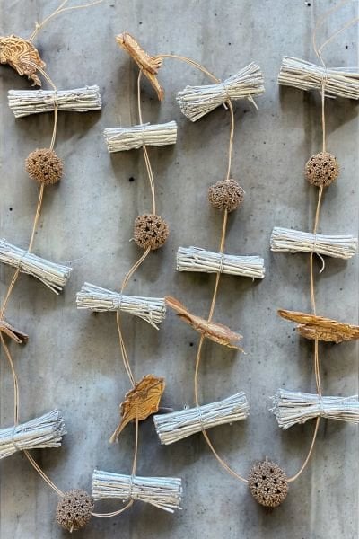 Duvar Dekoru Kapı Süsü Garland Handmade Natural Silver 150cm